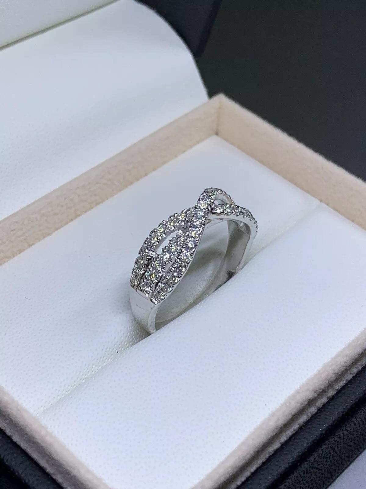 Round Cut Diamond Triple Row Eternity Engagement Ring In 18ct White Gold 5.2g For Sale