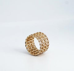 Diamond Triple Stack Cuban Link Ring, White Gold