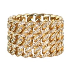 Diamond Triple Stack Cuban Link Ring, White Gold
