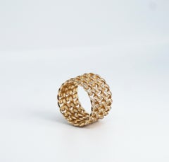 Diamond Triple Stack Cuban Link Ring, Yellow Gold