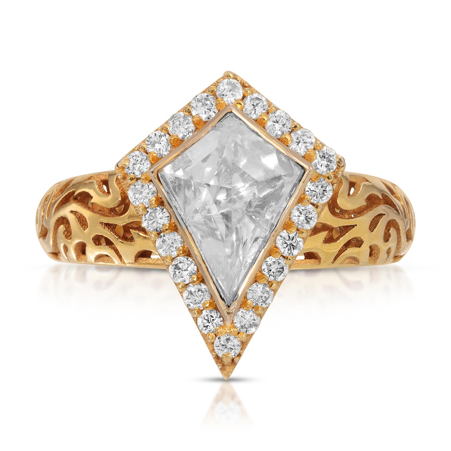 Rose Cut Diamond Tron Filigree Dress Ring For Sale