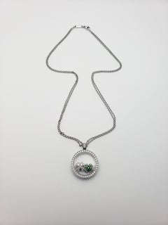 Diamond Tsavorite 18K White Gold Chopard Happy Diamond Irish Clover Pendant