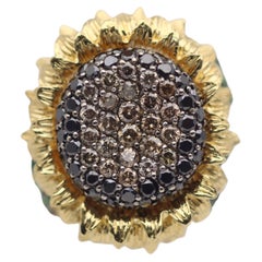 Diamond Tsavorite Gold Sunflower Ring