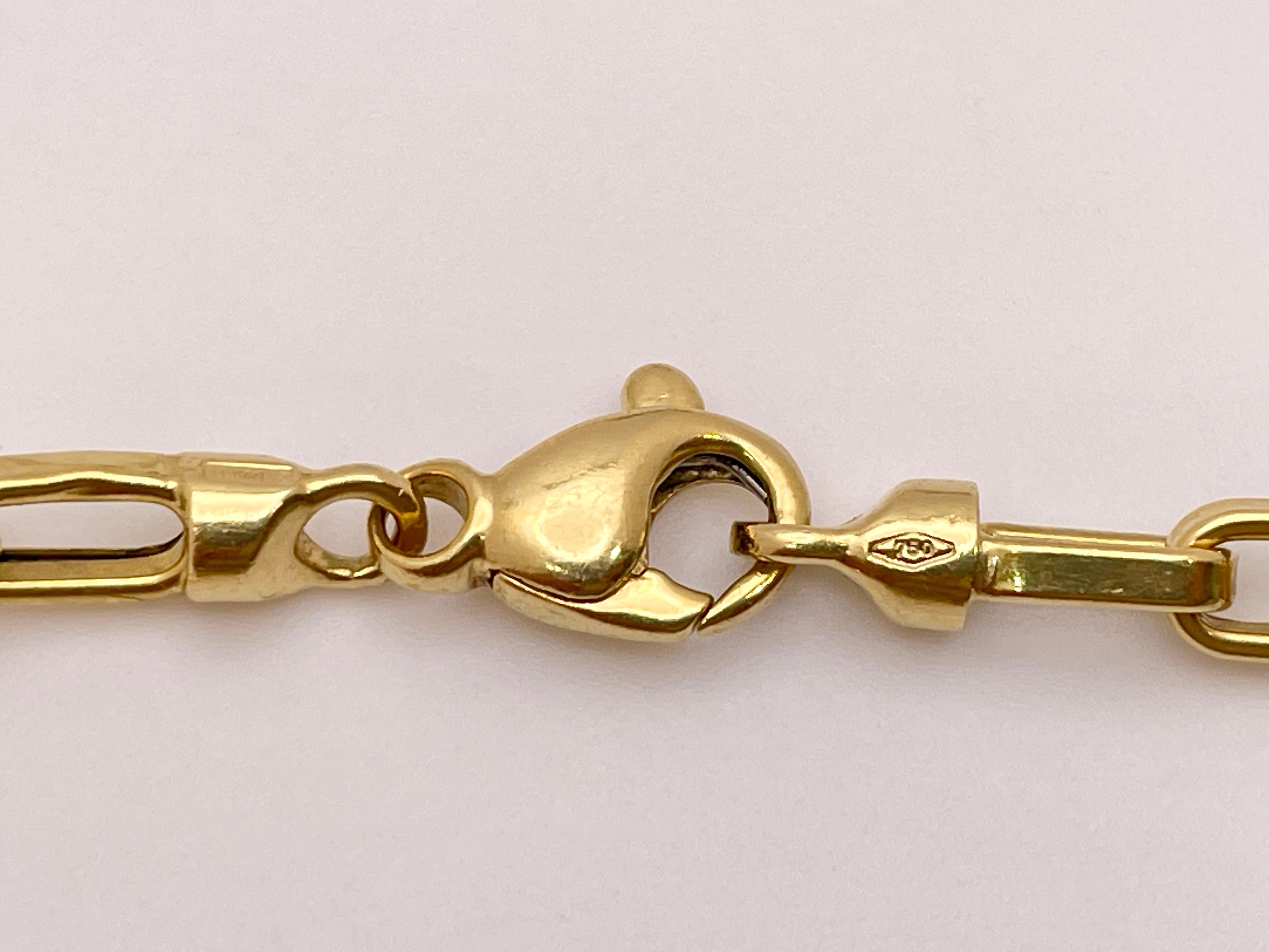Diamond Turmaline 18K Yellow Gold Cross Necklace For Sale 2