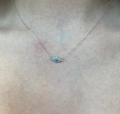 Diamant &amp;amp; Türkis 18 Karat Weißgold Halskette mit Evil Eye Anhänger