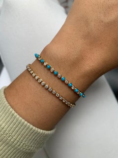 Tanisa Nahata, bracelet tennis serti de diamants et de turquoises en 18 carats