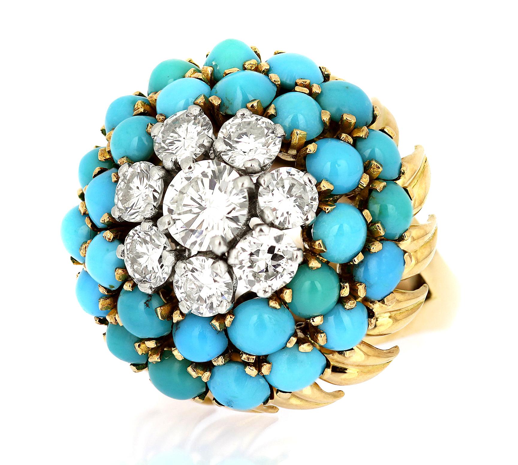 turquoise cluster rings