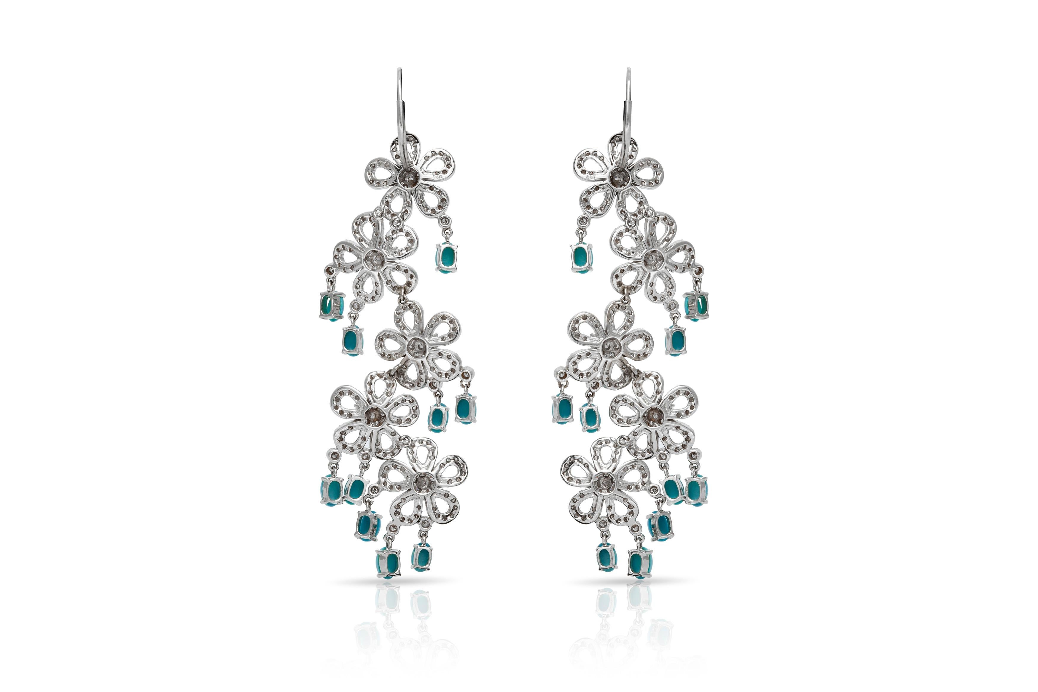 Women's Diamond Turquoise Earrings