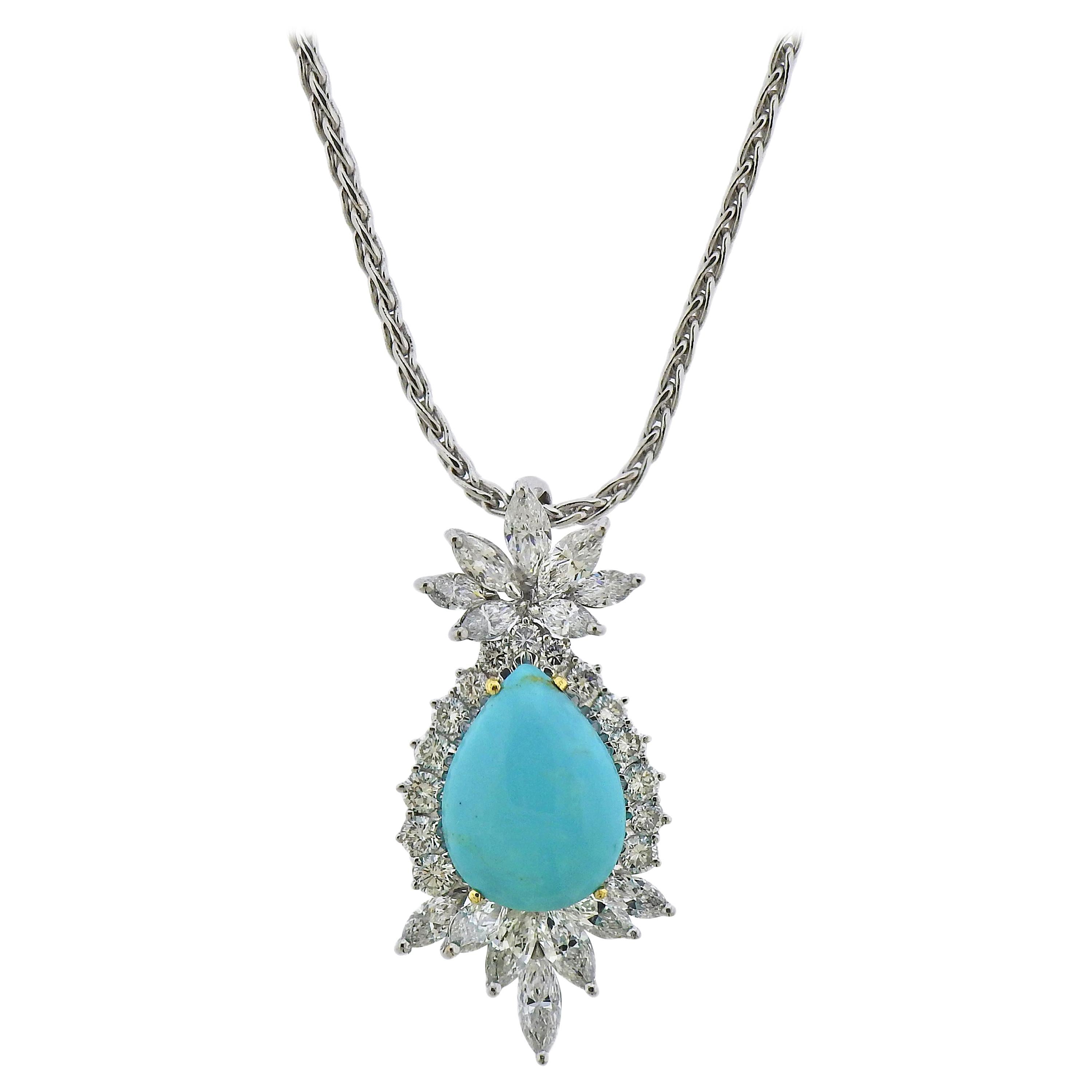 Turquoise Diamond Necklace For Sale at 1stDibs
