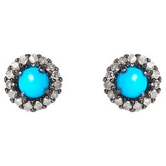 Diamond Turquoise Gold 925 sterling Silver Earring
