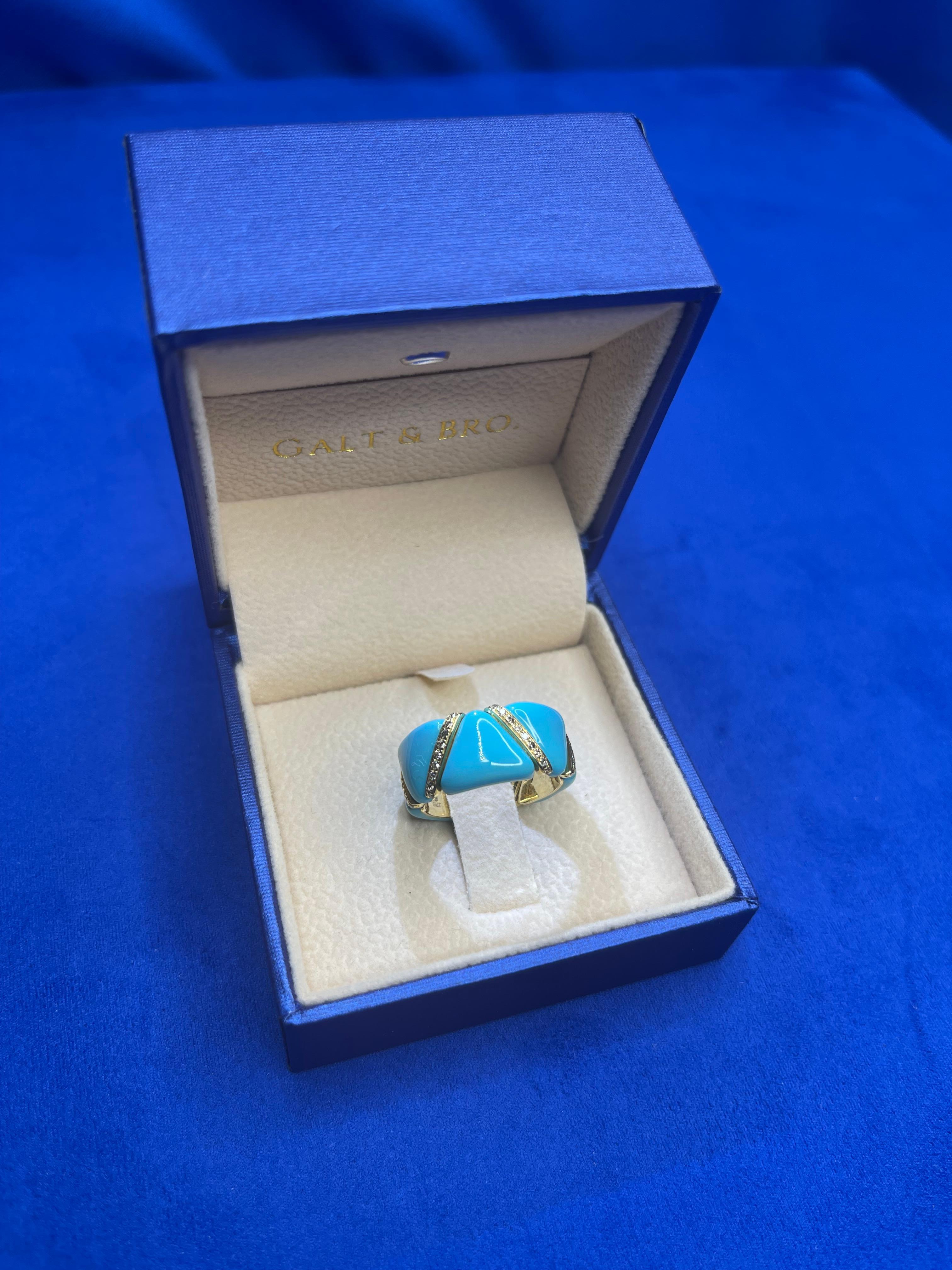 Eternity-Ring, Diamant, Türkis, Hellblaue Emaille, einzigartiger Stretch, 18 Karat Gold im Angebot 5