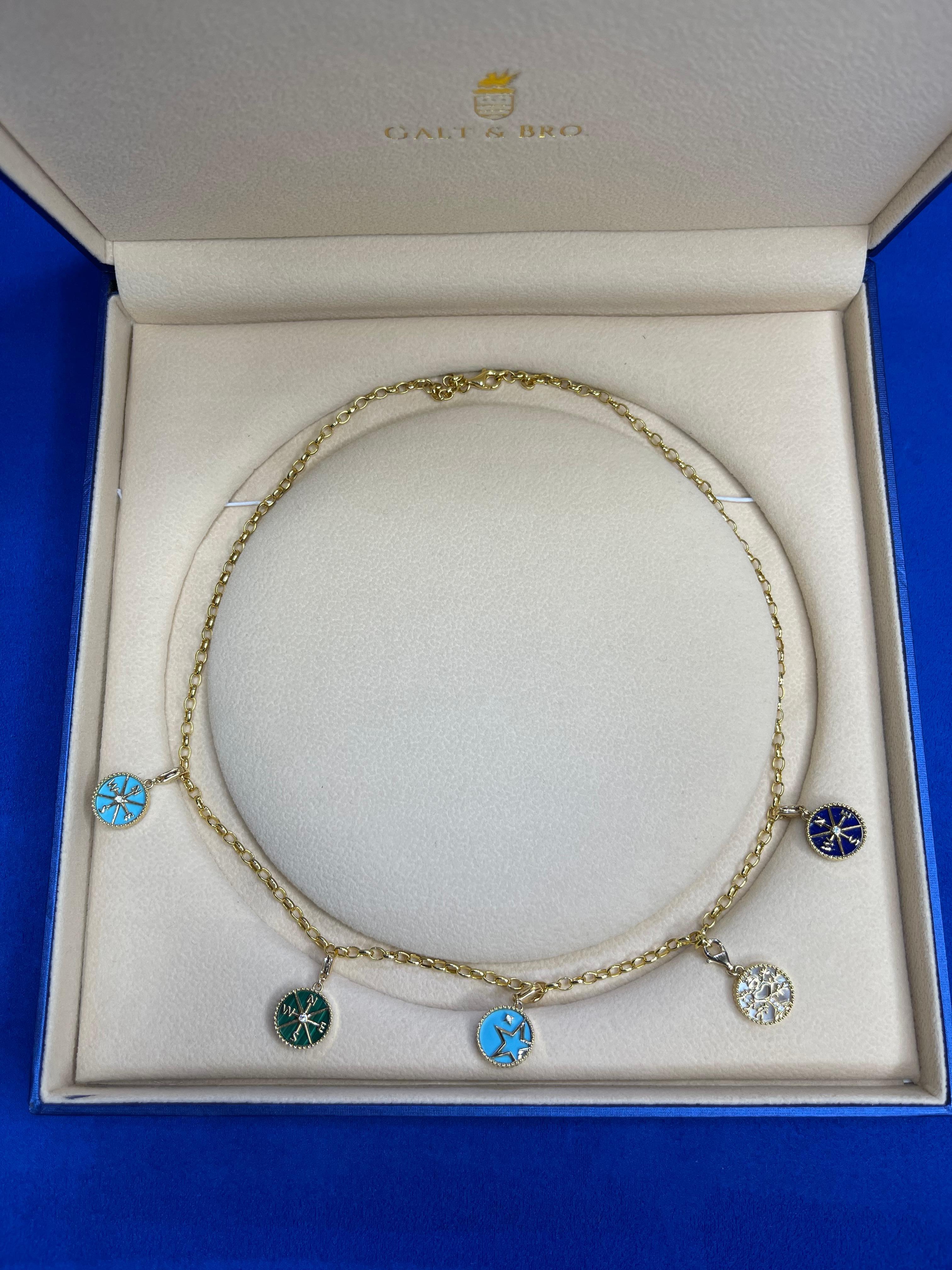 Diamond Teal Turquoise Shooting Star Celestial Sky Gold Medallion Charm Pendant For Sale 8