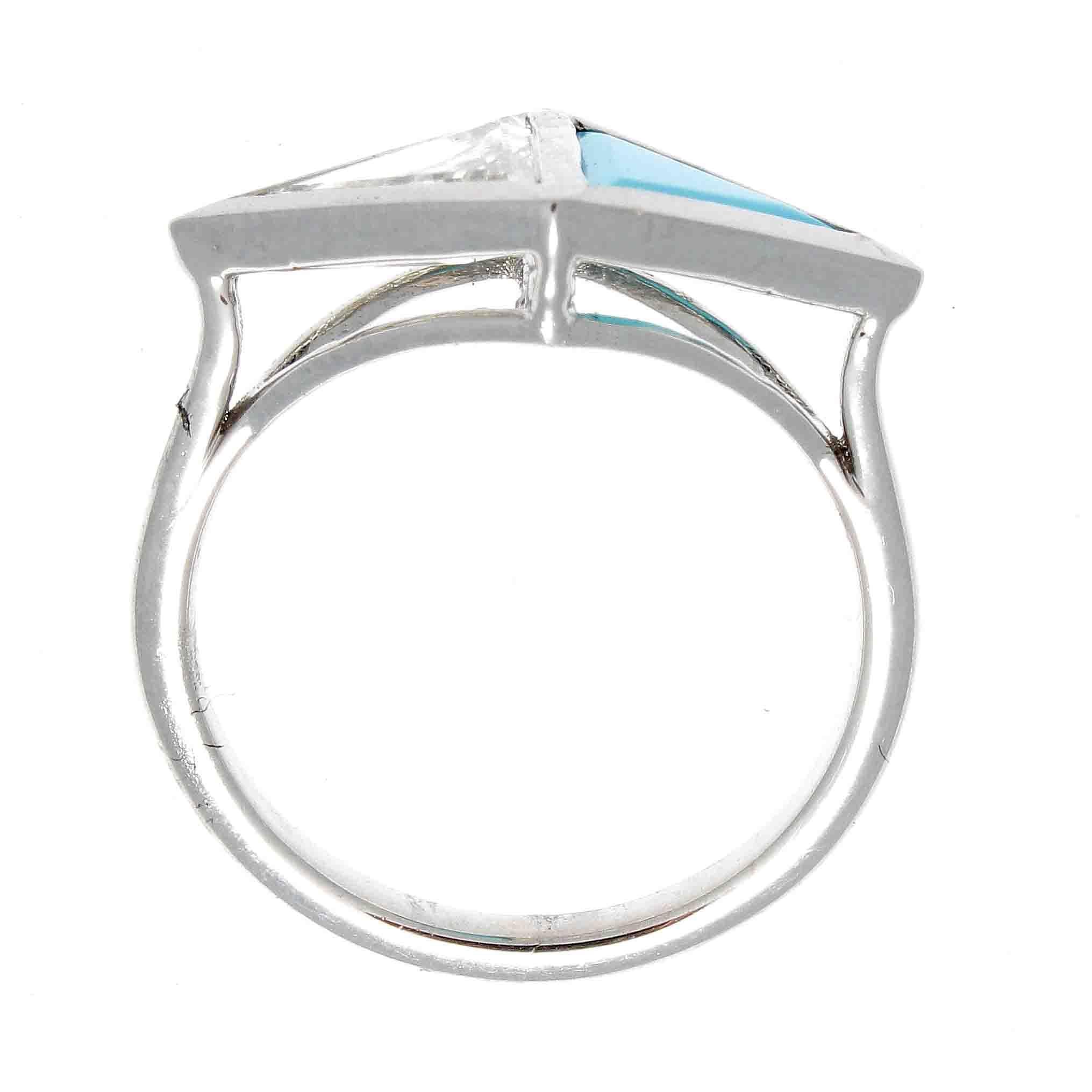 platinum diamond turquoise ring