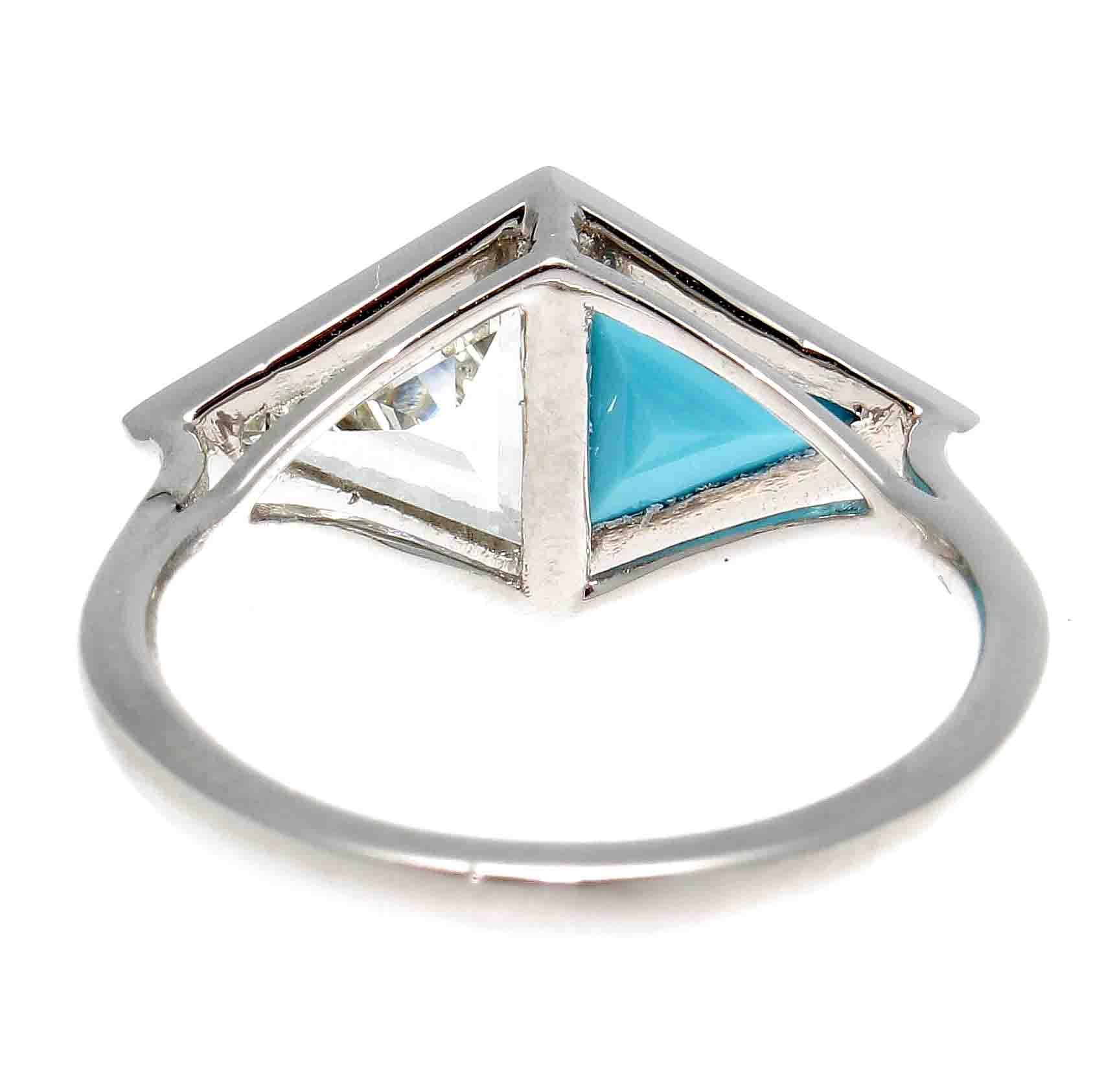 Diamond Turquoise Two-Stone Platinum Engagement Ring im Zustand „Hervorragend“ in Beverly Hills, CA