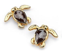 Diamond Turtle Hatchling Earrings in 18k White Yellow or Rose Gold