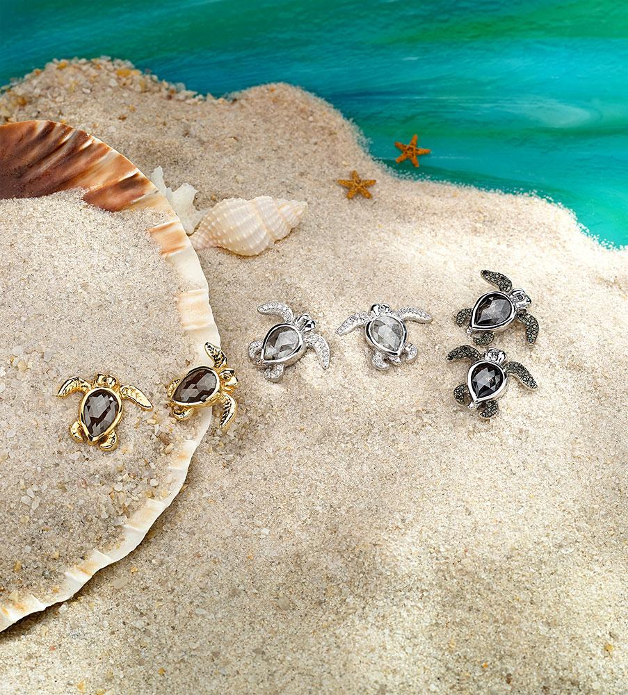 rose gold turtle earrings