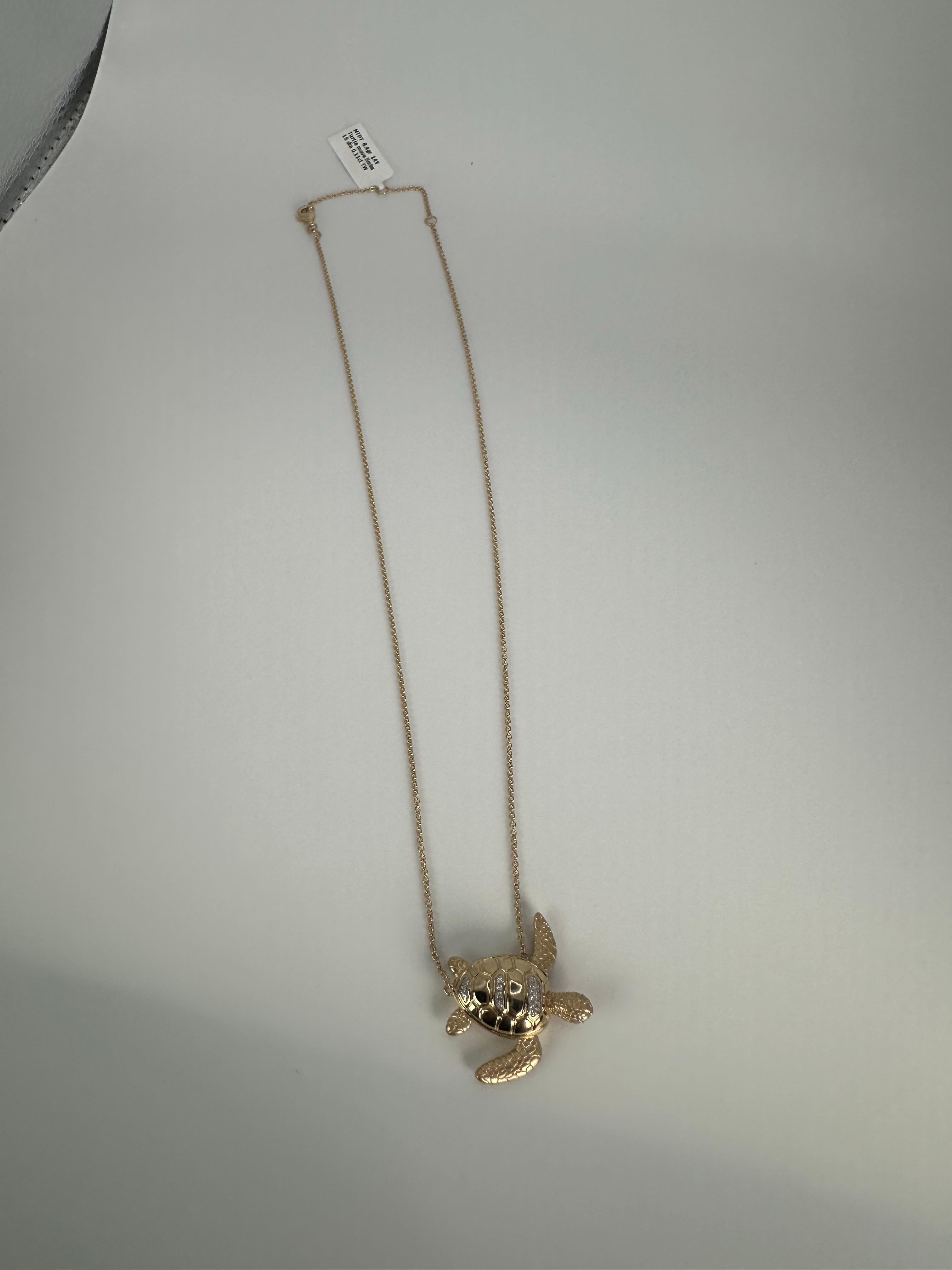 Diamond turtle movable large size turtle 14Kt gold In New Condition For Sale In Jupiter, FL