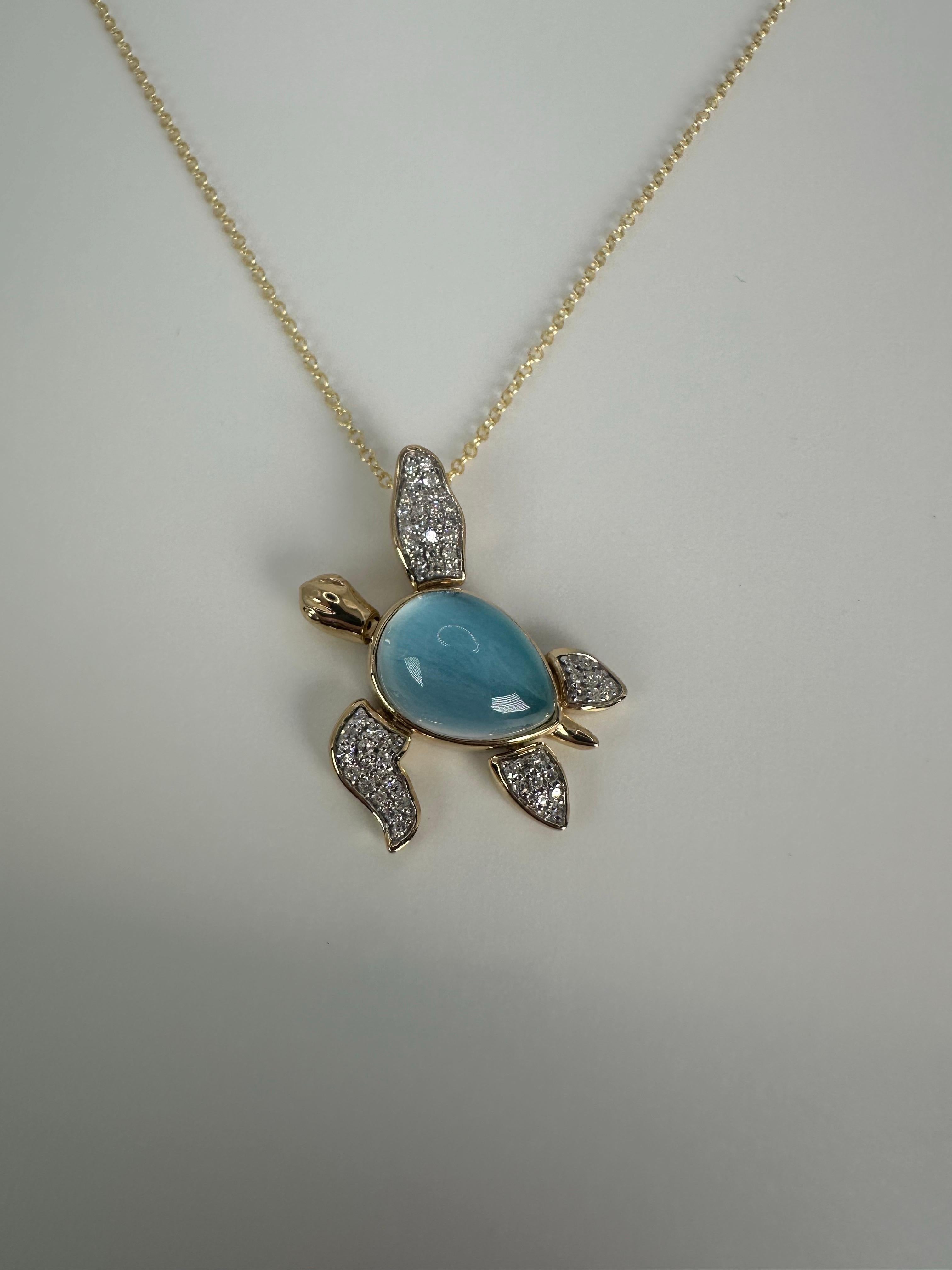 Women's or Men's Diamond Turtle Pendant movable 14KT gold pendant necklace RARE For Sale