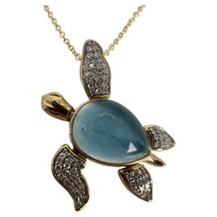 Diamond Turtle Pendant movable 14KT gold pendant necklace RARE