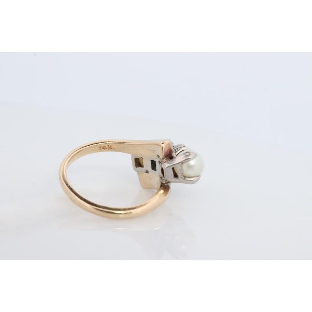 Diamant-Twin-Perlen-Ring. 14k Ever Us Bypass-Ring. im Zustand „Gut“ im Angebot in Port Charlotte, FL