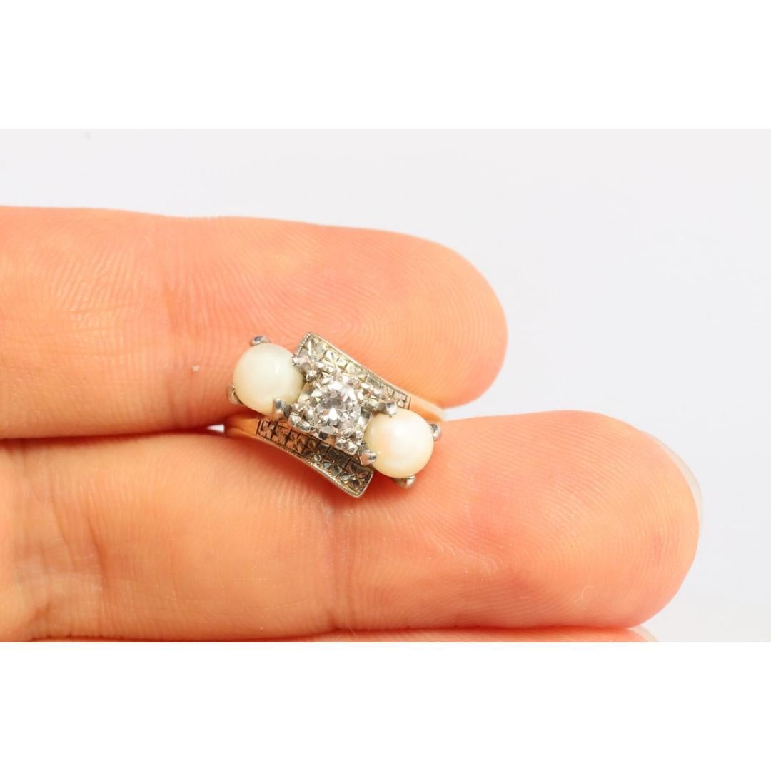 Diamant-Twin-Perlen-Ring. 14k Ever Us Bypass-Ring. im Angebot 2