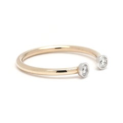 Diamond Twin Round Open Band Ring, 18k White & Yellow Gold, Ring Size 4.75