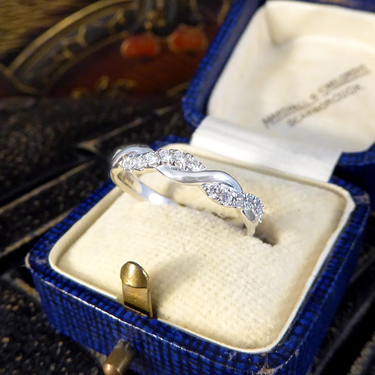 Women's Diamond Twist Band Ring in 18ct White Gold