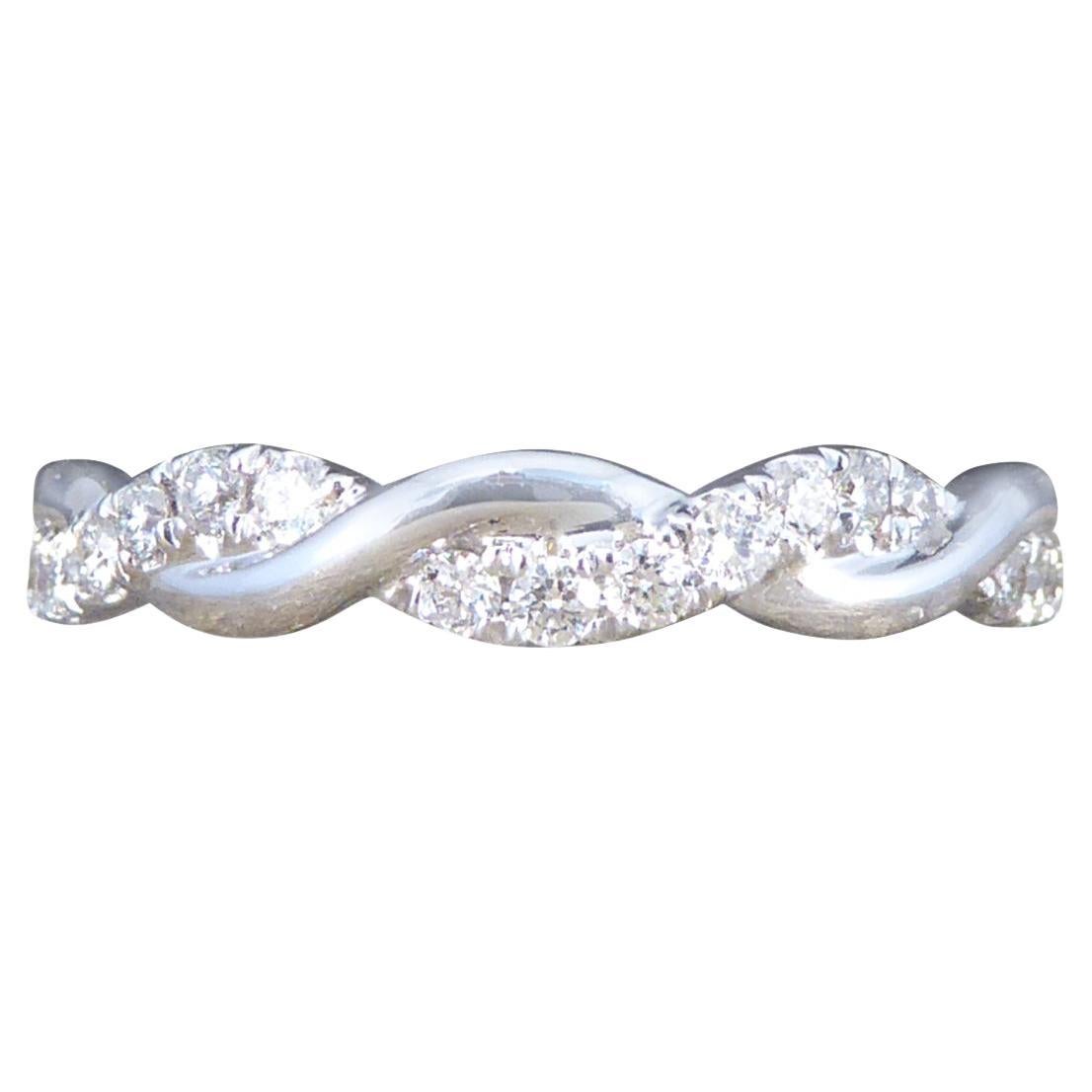 Diamond Twist Band Ring in 18ct White Gold