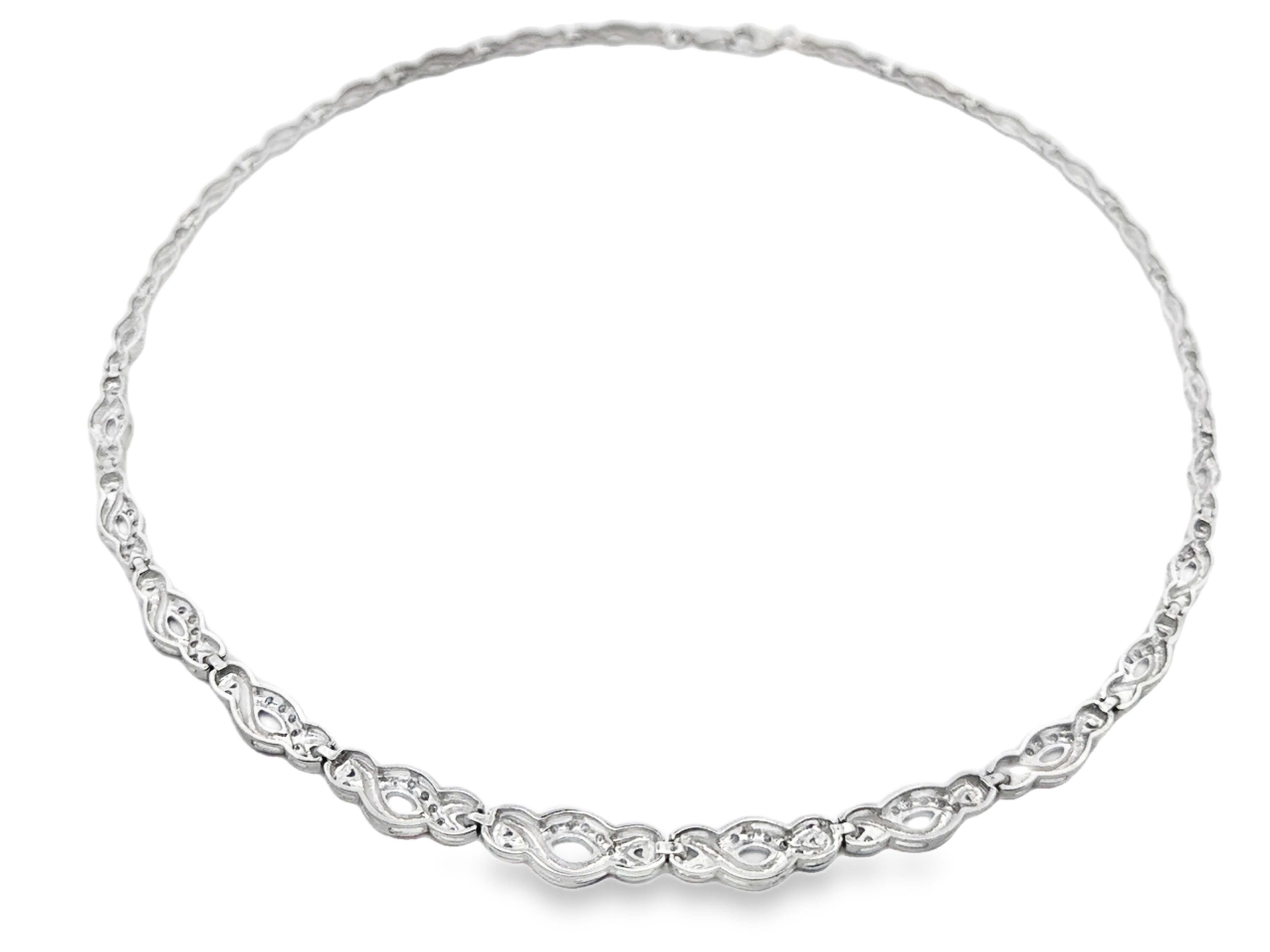 Collana Infinity con diamanti a torsione in oro bianco 14k in vendita 4