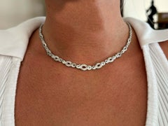 Diamond Twist Infinity Necklace 14k White Gold