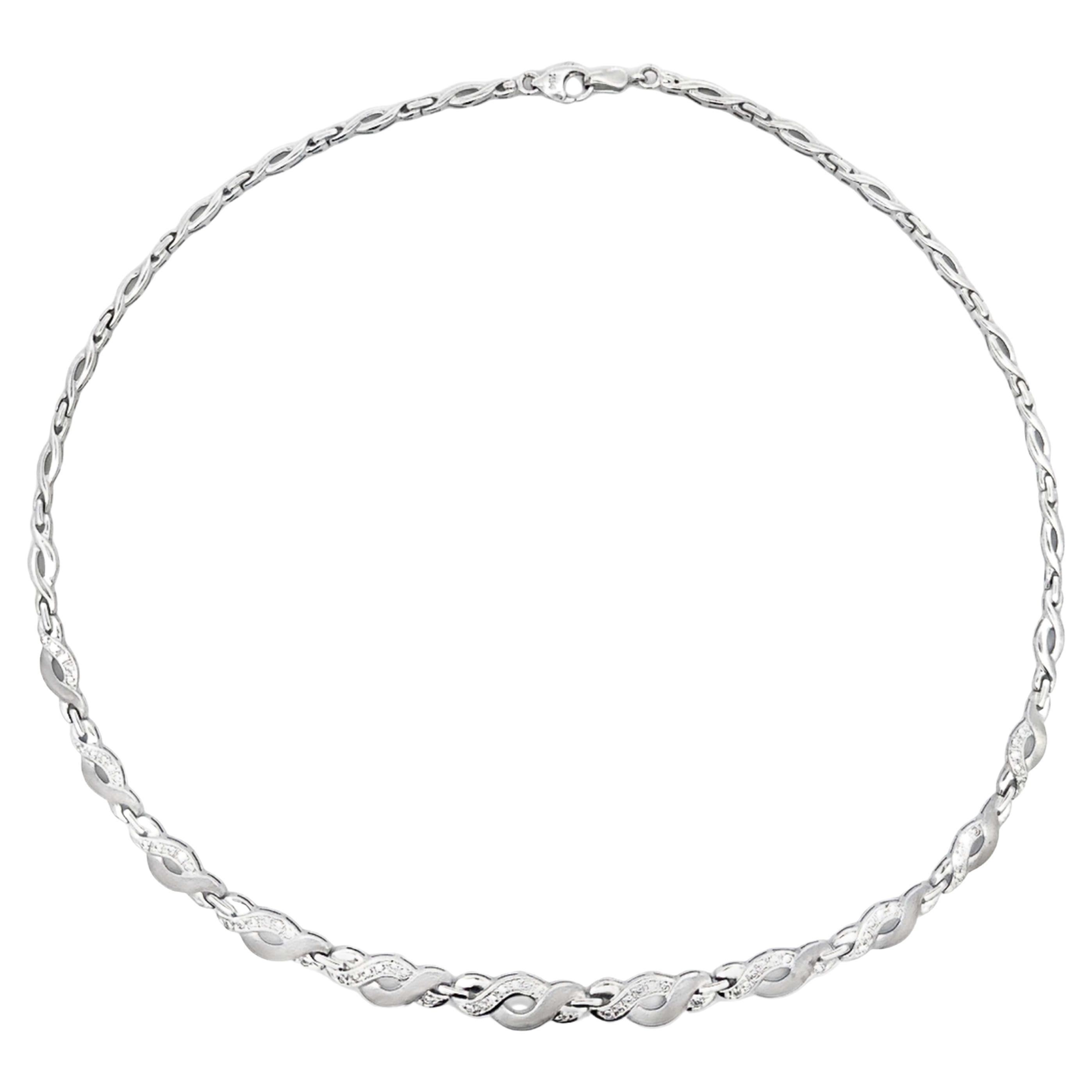 Diamond Twist Infinity Necklace 14k White Gold