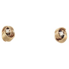 Diamond Twist Love Knot Stud Earrings 14k Yellow Gold