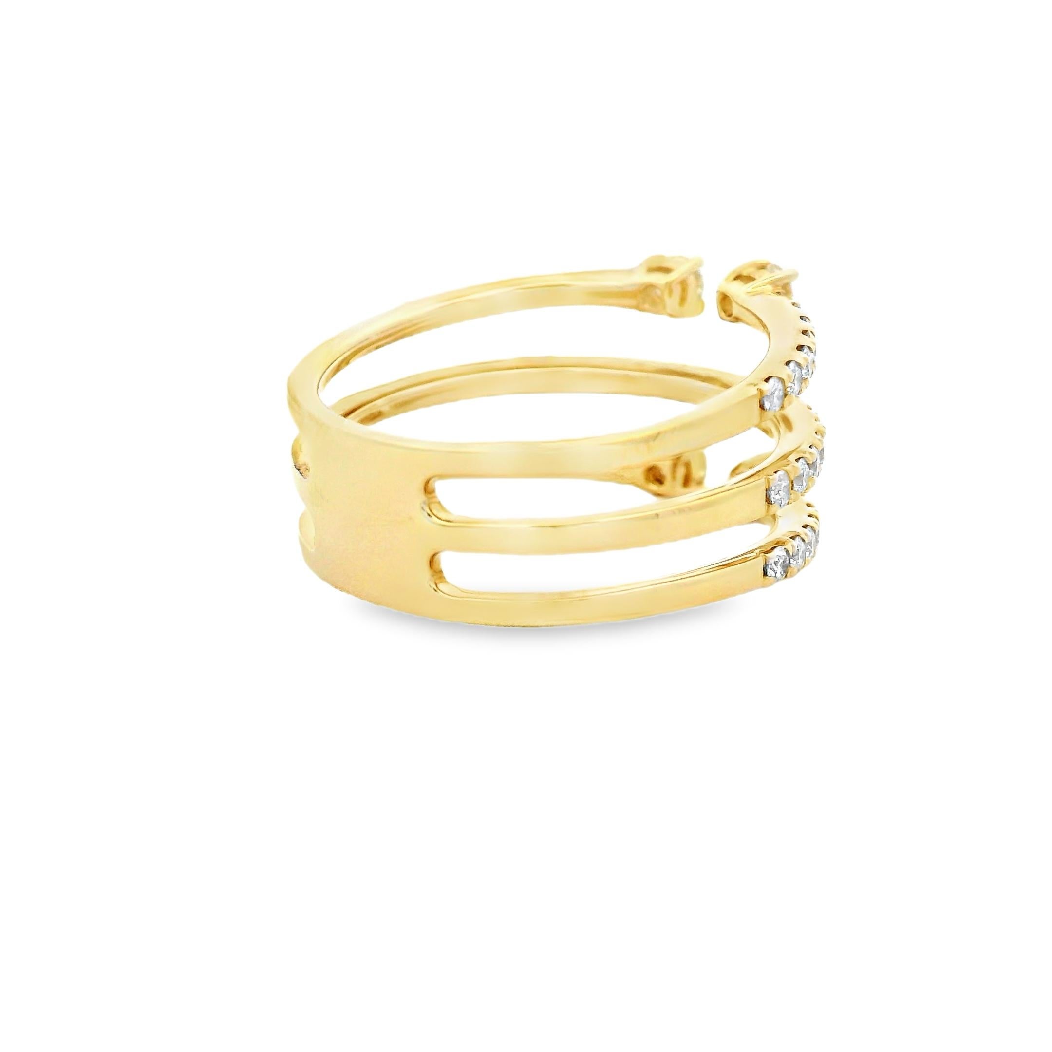 Bague torsadée en or jaune 14K avec 0.75 carats Taille 7 en vente 1