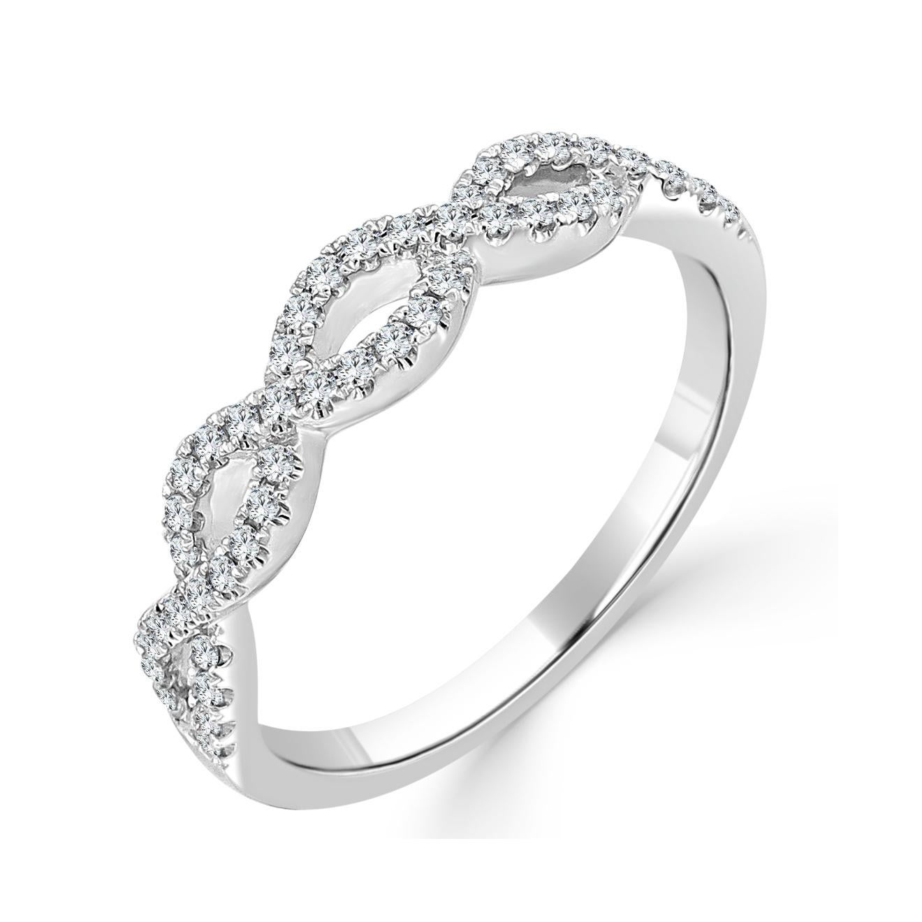 Contemporain Bague empilable Twist en or 14 carats et diamants de 1/4 carat poids total Pour femmes en vente