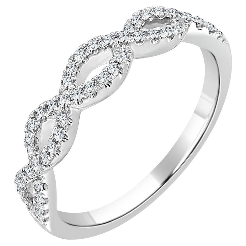 Bague empilable Twist en or 14 carats et diamants de 1/4 carat poids total Pour femmes en vente