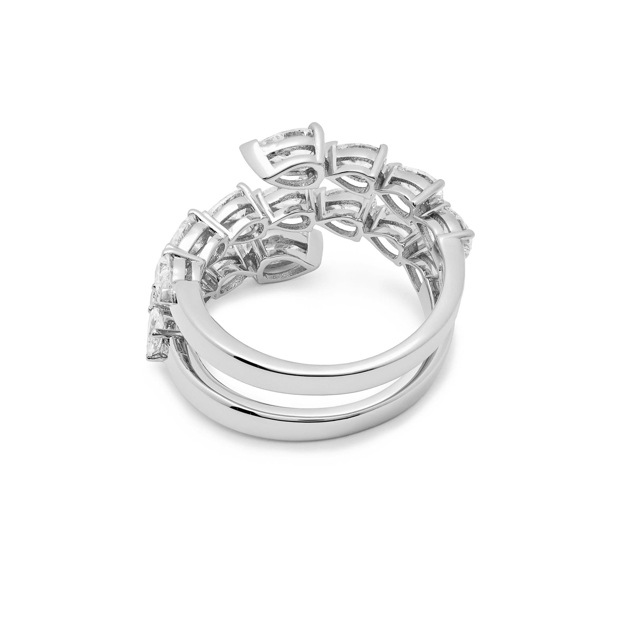 Pear Cut Diamond Twist White Gold Ring