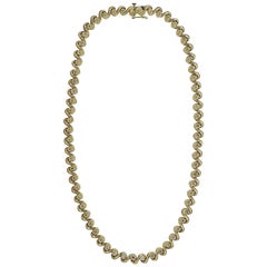 Diamond Twisted-Gold Tennis Necklace