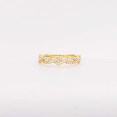 Diamond Twisted Vine Band 14 Karat Gold Stackable Ring 0.25 Carat '1/5 Carat'