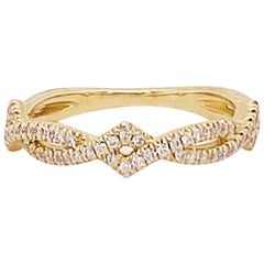 Diamond Twisted Vine Band 14 Karat Gold Stackable Ring 0.25 Carat '1/5 Carat'