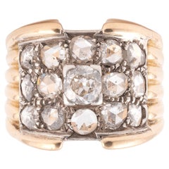 Vintage Diamond Two Color Gold Band Cluster Ring