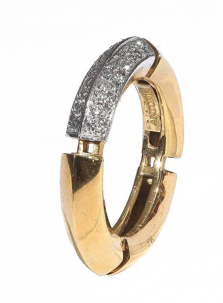 Diamond Two Color Gold Band Ring In Excellent Condition In Firenze, IT