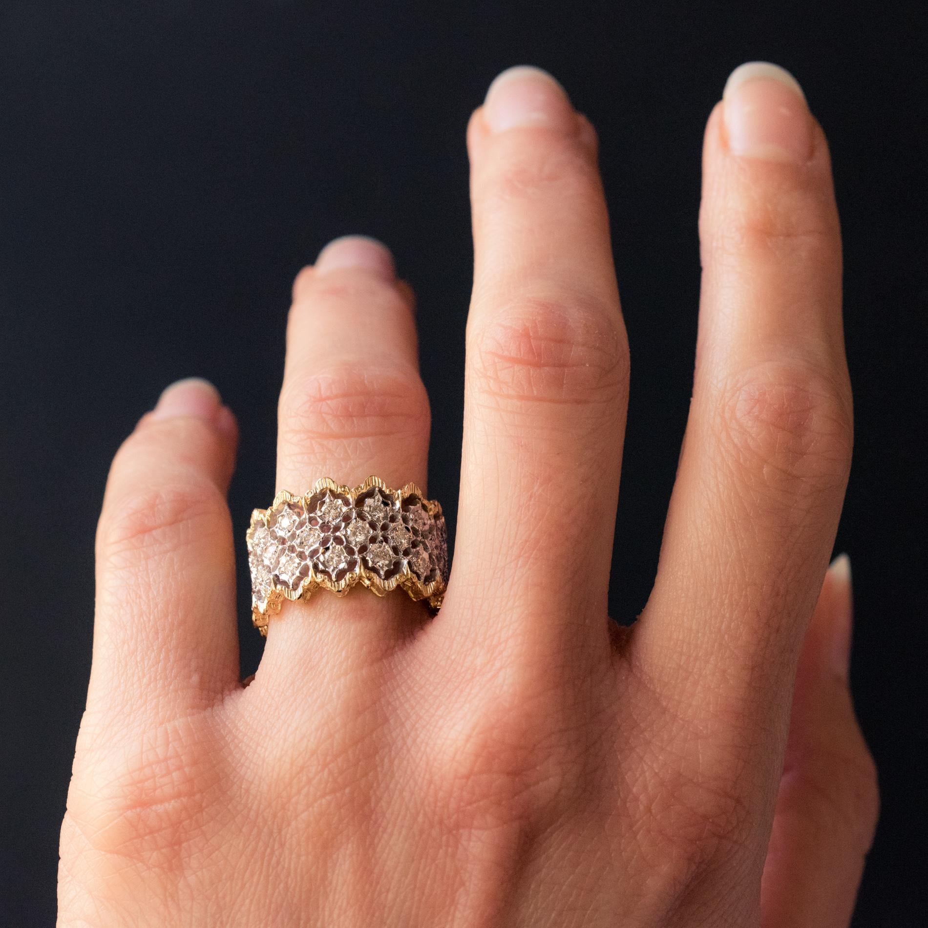 Diamond Two-Color Gold Filigree Ring 5