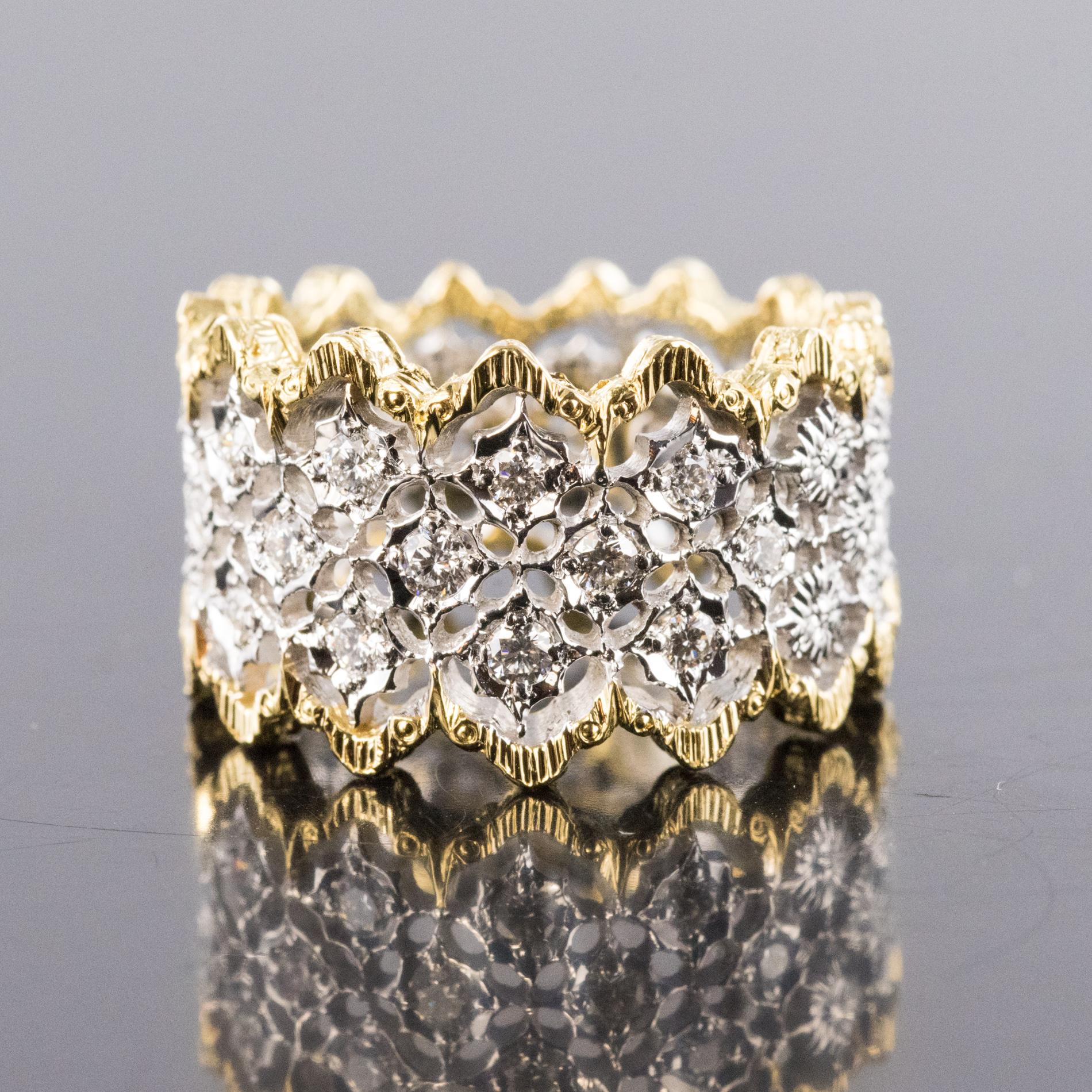 Diamond Two-Color Gold Filigree Ring For Sale 5