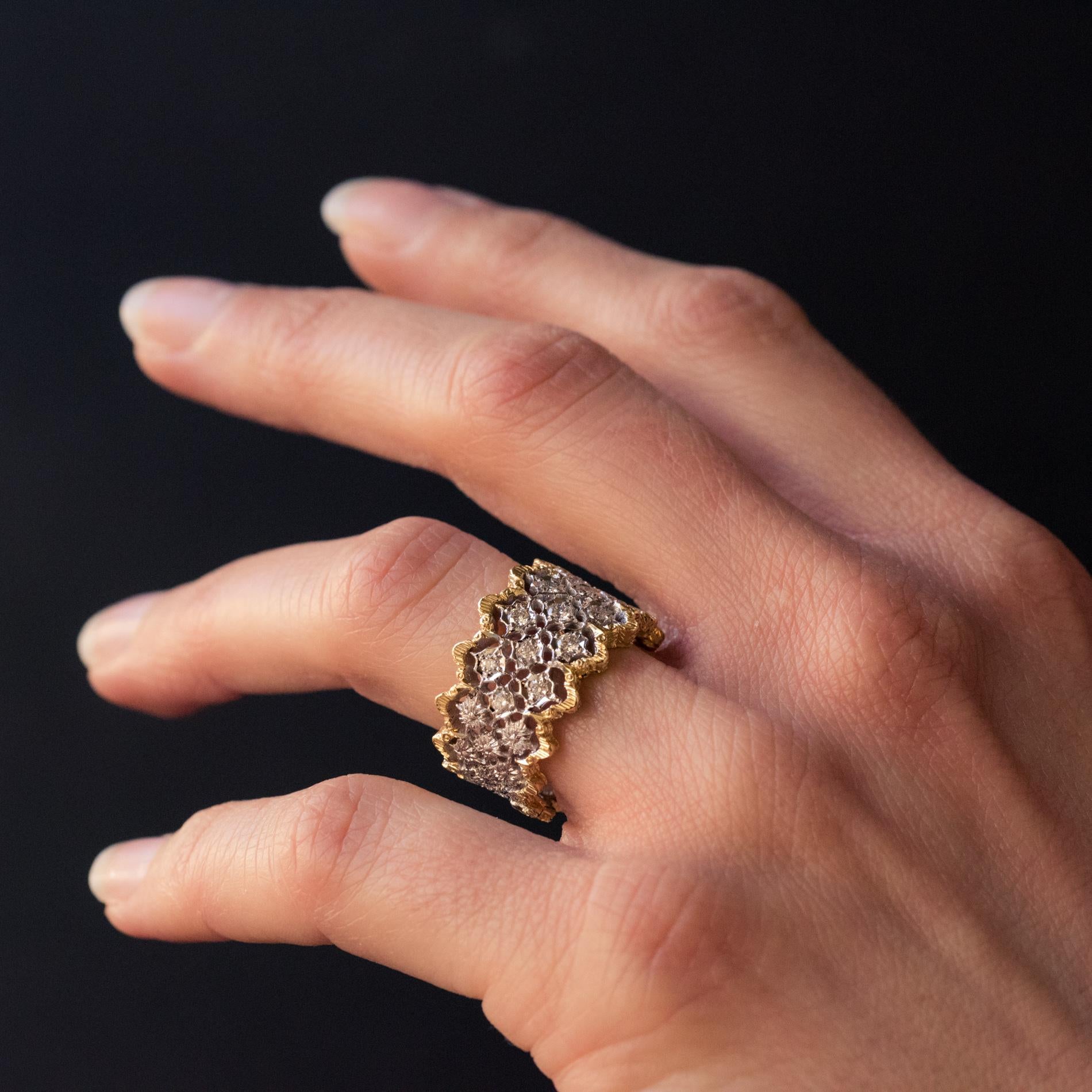 Renaissance Diamond Two-Color Gold Filigree Ring For Sale