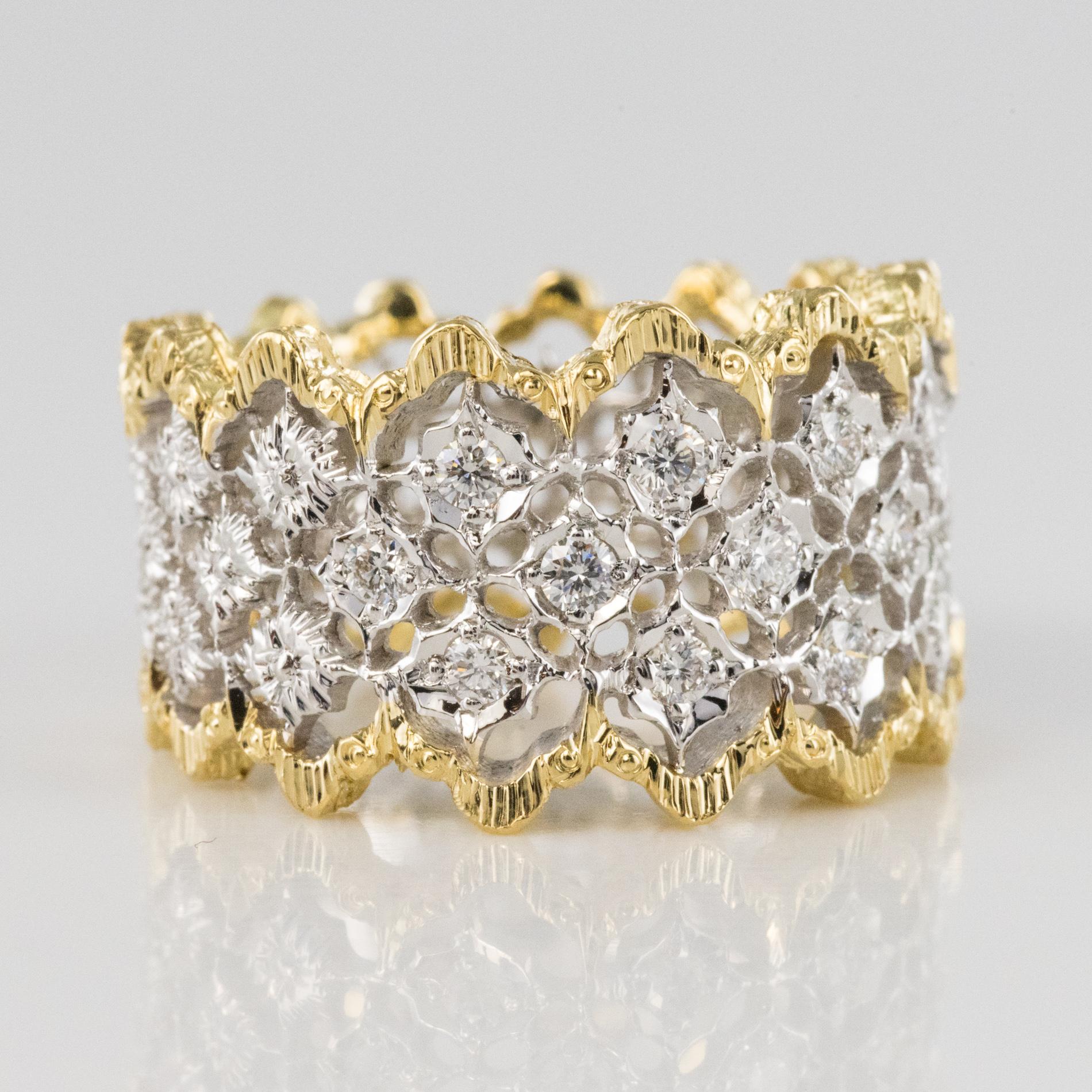 Women's Diamond Two-Color Gold Filigree Ring