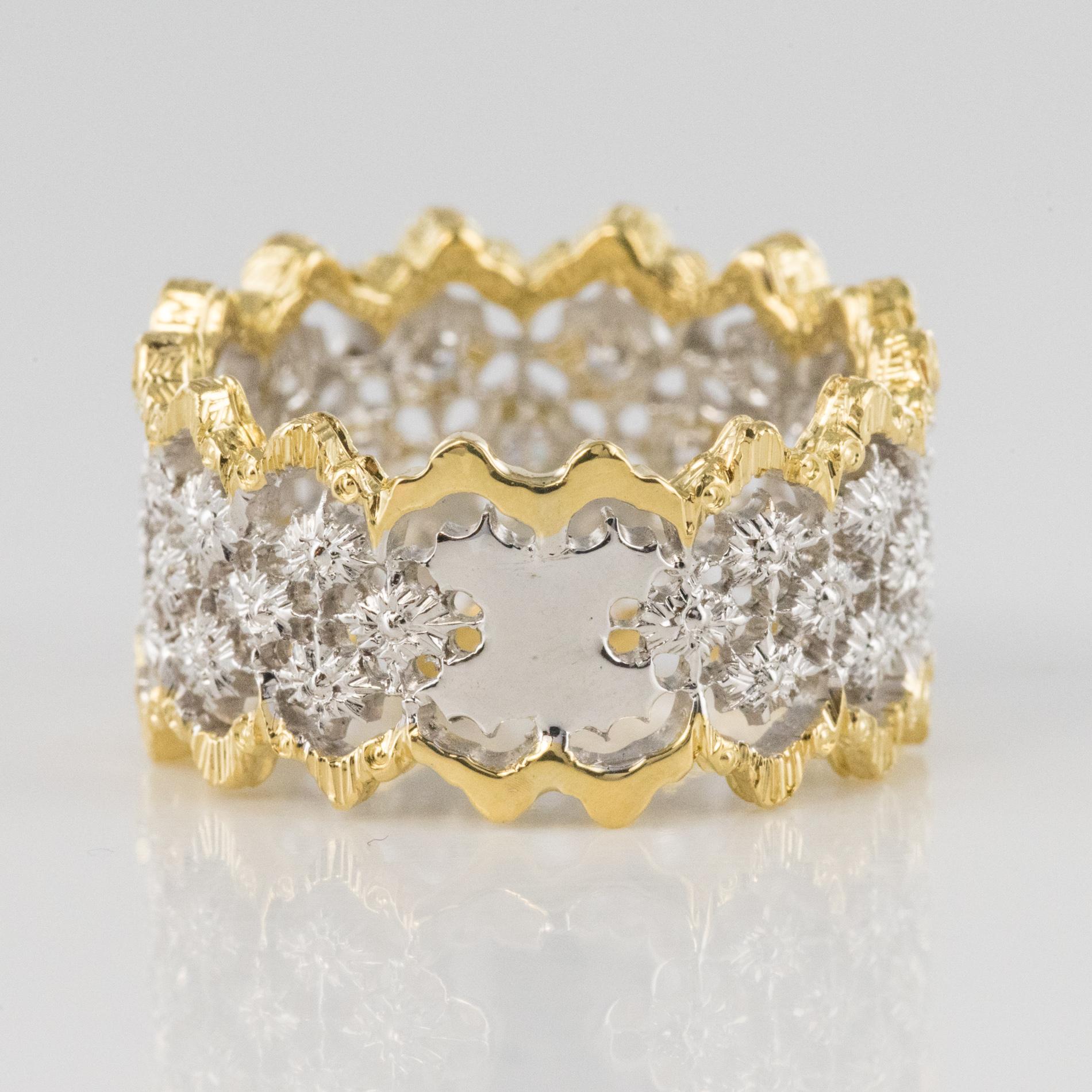 Women's Diamond Two-Color Gold Filigree Ring