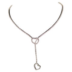 Diamond "Two Hearts" Necklace in White Gold 2.95 Carat