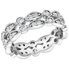 Diamond Two-Row Prong Set Designer Scalloped Eternity Ring Weighing 0.88 Carat