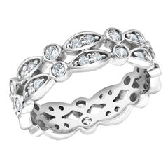 Diamond Two-Row Prong Set Designer Scalloped Eternity Ring Weighing 0.88 Carat