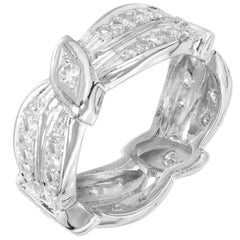 Vintage Diamond Two-Row Swirl Platinum Eternity Band Ring